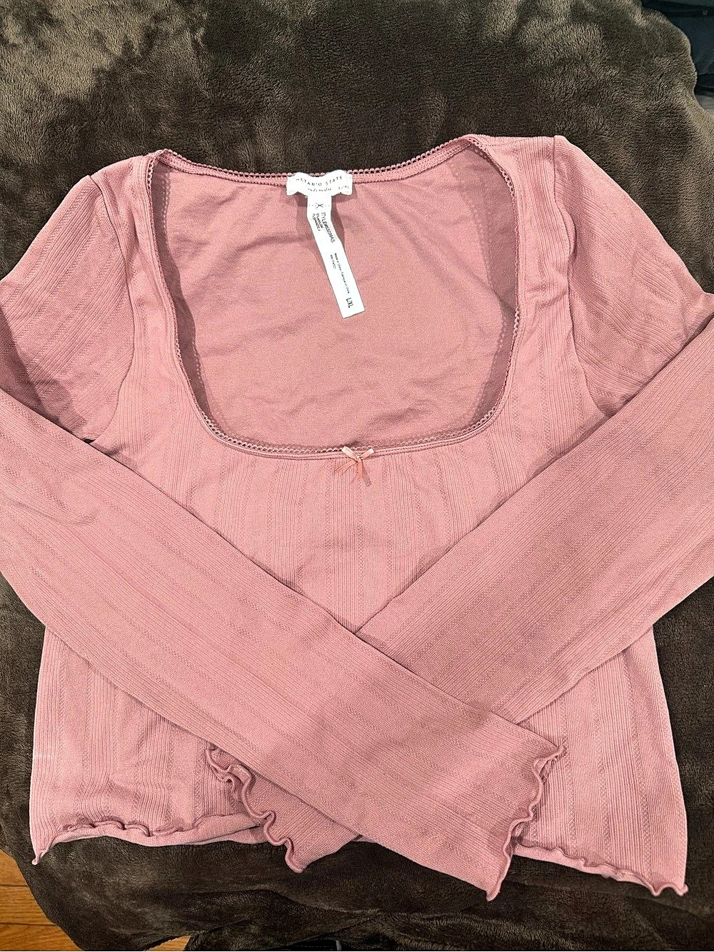 Altar’d State Long Sleeve Scoop Neck Pink Large/XL